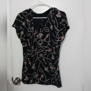 White House Black Market Keepsake Empire short sleeve Lined Ruched Blouse M